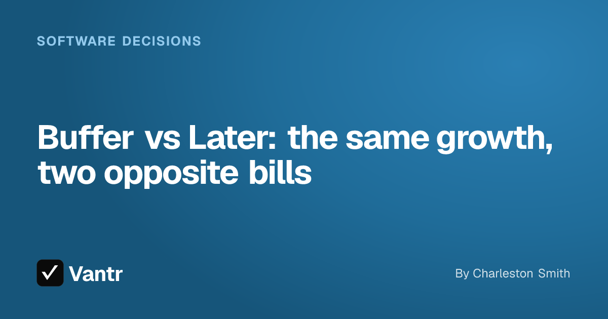 Buffer vs Later: the same growth, two opposite bills, a Vantr guide