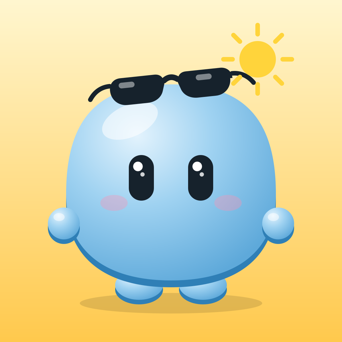 Vann, the Vantr mascot, in sunglasses with the sun out