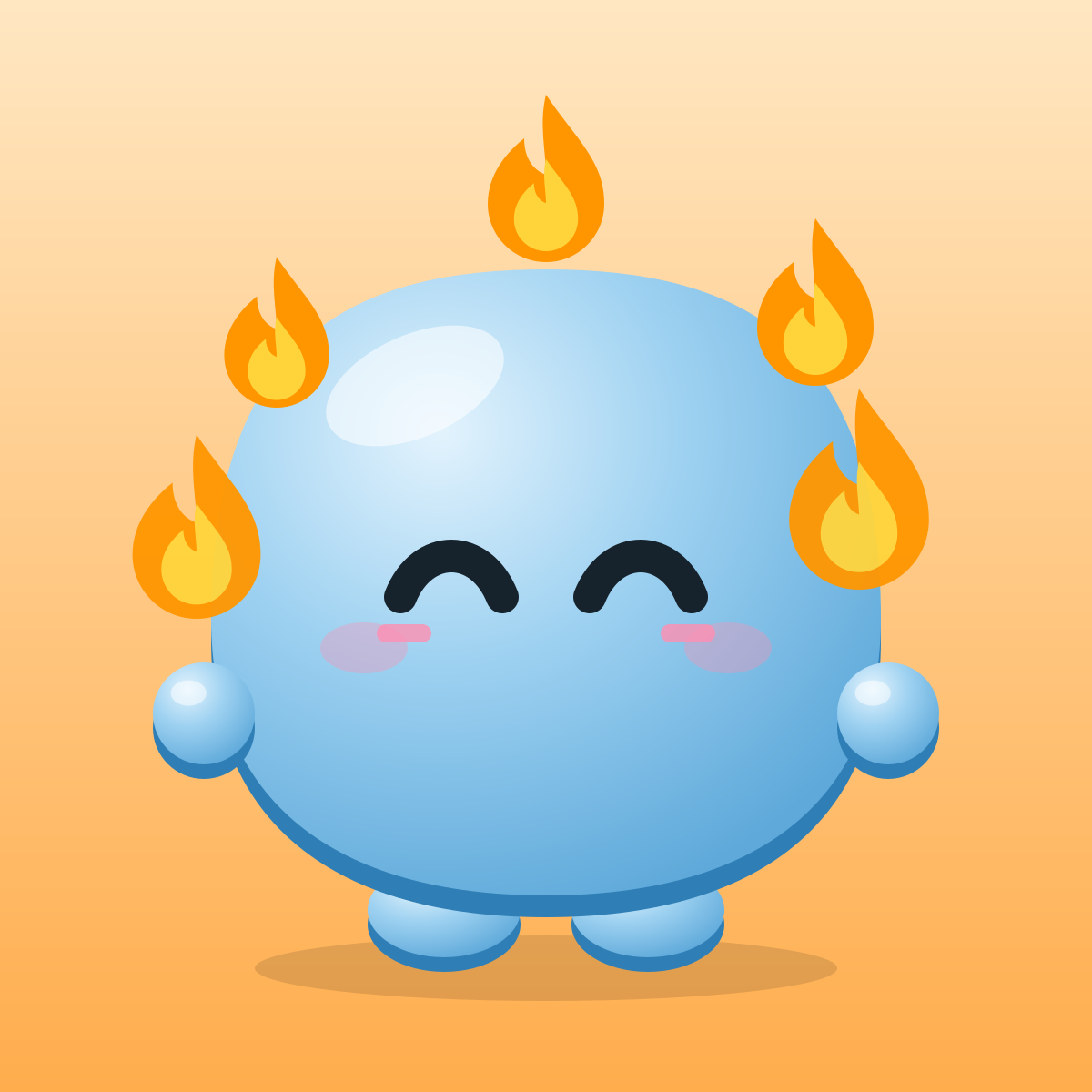 Vann, the Vantr mascot, surrounded by flames for a long posting streak